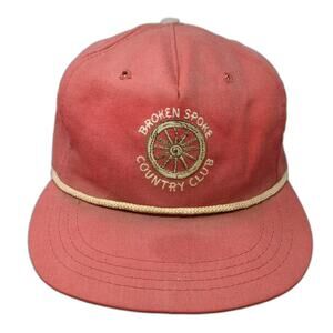 Cali-Fame Broken Spoke Country Club 5 Panel Hat Red Slideback Made in USA Rope